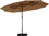 15ft Large Patio Umbrella with Solar Lights, Double-Sided Outdoor Market Rectangle Umbrellas with 36 LED Lights,