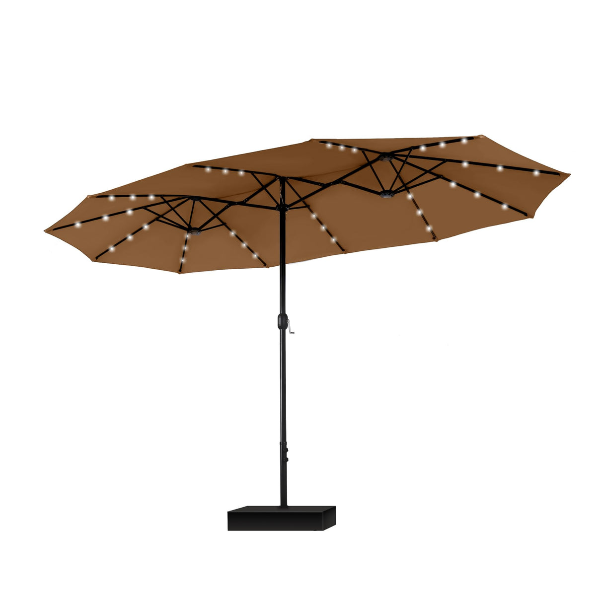 15ft Large Patio Umbrella with Solar Lights, Double-Sided Outdoor Market Rectangle Umbrellas with 36 LED Lights,