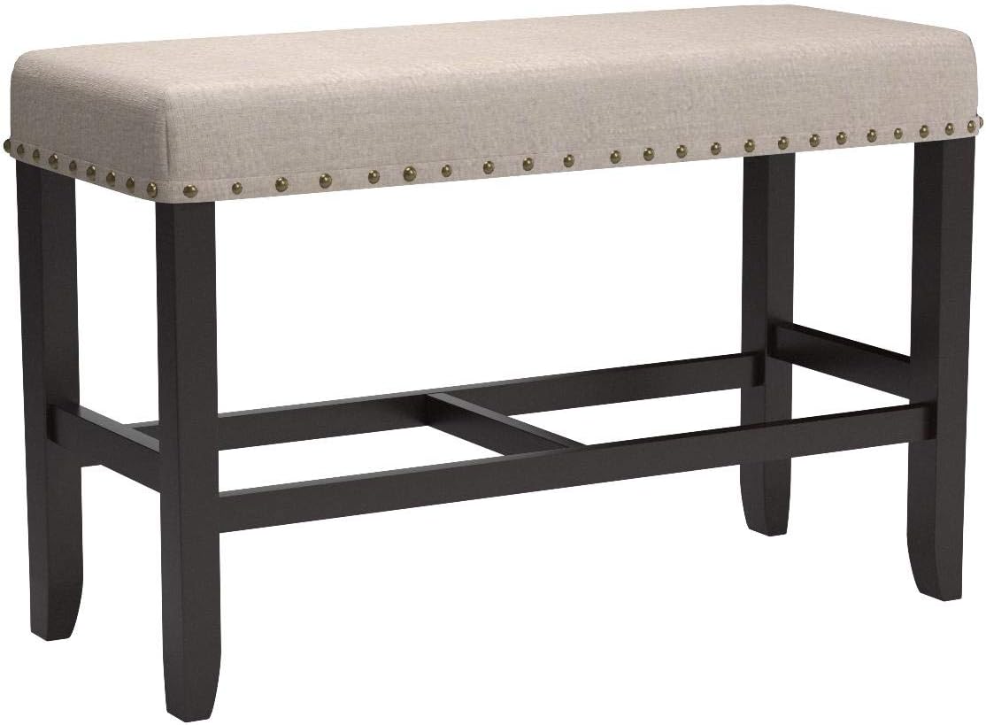 Biony Fabric Counter Height Dining Bench with Nailhead Trim