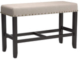 Biony Fabric Counter Height Dining Bench with Nailhead Trim