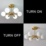 Lighting Brushed Gold Sputnik Flush Mount Ceiling Light Mid Century Modern Overhead