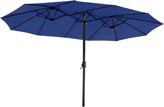 15ft Large Patio Umbrella, Outdoor Double-Sided Market Umbrella with Crank Handle