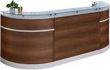 Modern Reception Desk with Counter Front Desk Retail Checkout Counter Office Lobby Salon Store Curved 110" W x 32" D Mahogany