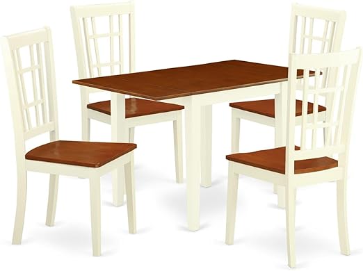 NDNI3-WHI-W Norden 3 Piece Dinette Set for Small Spaces Contains a Rectangle Table