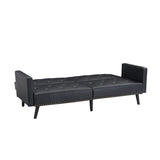 Black Futon Sofa Bed, Faux Leather Futon Couch with Armrest, Black Sofa Bed Couch