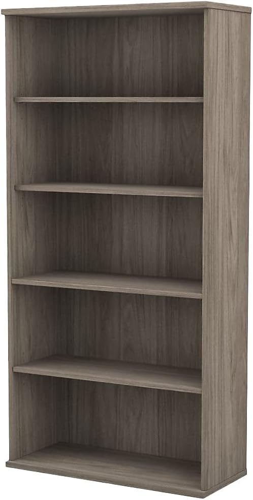 Studio C Tall 5 Shelf Bookcase in White, Large Bookshelf for Home or Professional