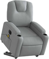 Electric Lift Massage Recliner Chair - Light Gray Fabric, Power Lift-Up & Reclining, 6-Point