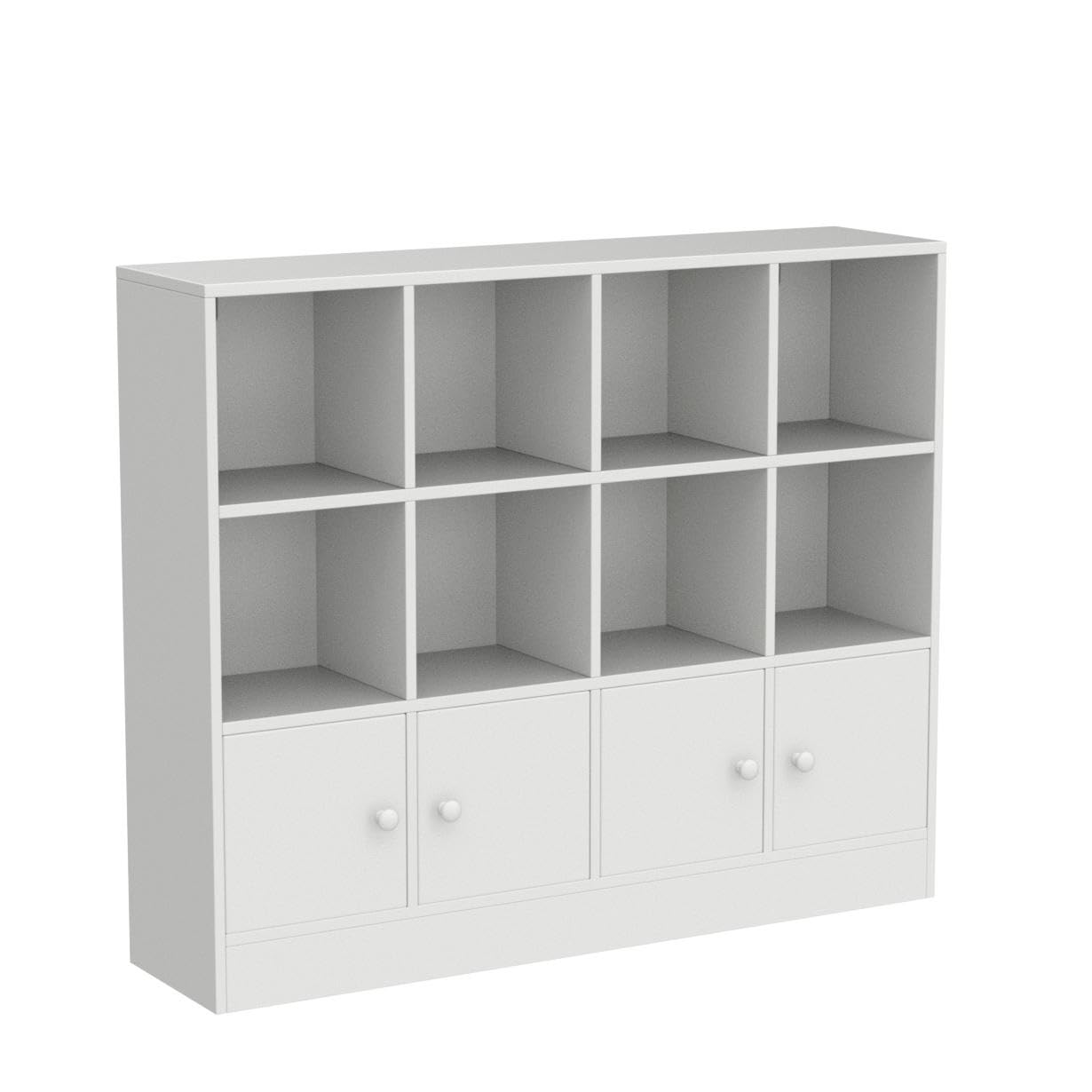 3 Tier Bookshelf, 12 Cube Storage Organizer Shelf with 4 Doors