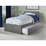 Wood Twin-XL Platform Panel Bed with Trundle in Gray