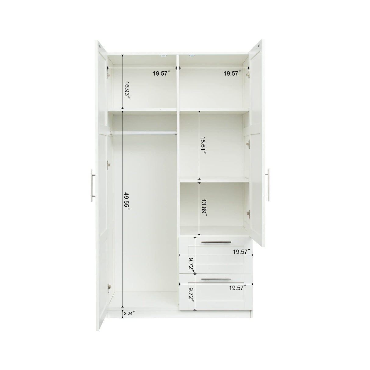 White Two Doors Two Drawers Big Wardrobe Closet Bedroom Armoires