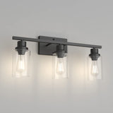 Matte Black Bathroom Vanity Light Fixtures,3-Light Industrial Bath Lighting