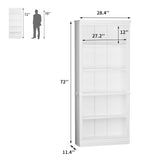 Bookcase Bookshelves, 5-Shelf Tall Bookcase 72" Wood Open Display Floor Bookshelf, Large Storage Organizer for Library, Bedroom, Living Room (White)