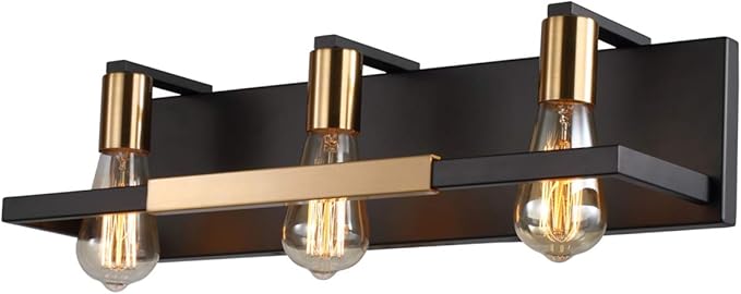 6 Light Bathroom Vanity Light Fixture Over Mirror, Black and Gold Vanity Lighting 6 Bulb