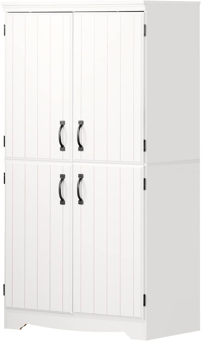 Farnel 4-Door Storage Cabinet-Pure White, Tall