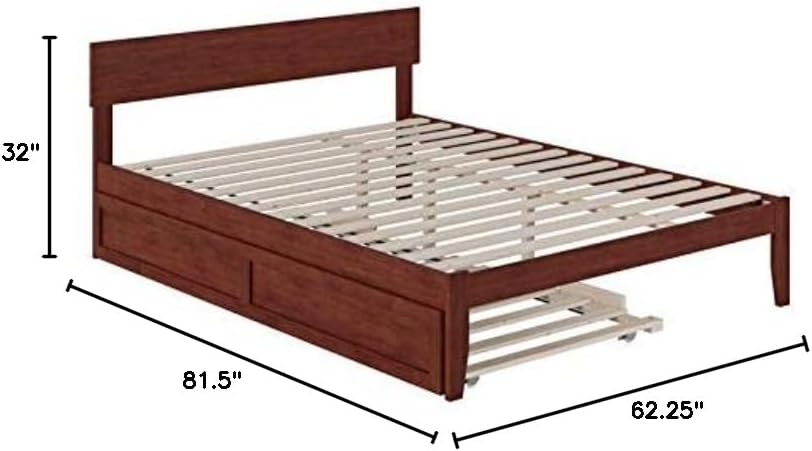 with Twin Extra Long Trundle in Walnut
