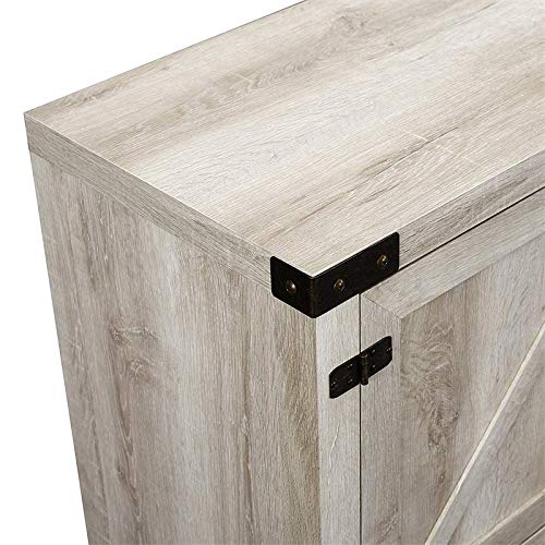 70" Farmhouse Barn Door Rustic Wood TV Stand Console with Storage in Rustic White