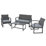 4 Pieces Outdoor Patio Furniture, Wicker Conversation, Modern Bistro Set