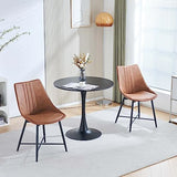 Modern Dining Chairs Set of 2, Faux Leather Armless Side Chairs with Metal Legs,