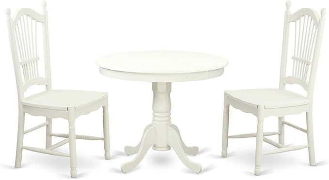 BCH-W 5 Piece Dining Room Table Set Includes a Round Wooden Table with Pedestal and 4