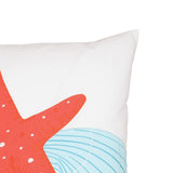 Starfish Trio Embroidered Pillow 18 x 18 Coral