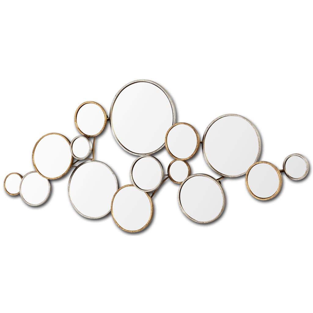 Gold and Silver Round Accent Metal Mirror