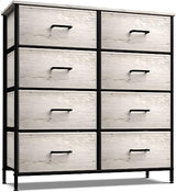 Dresser with 5 Drawers - Chest Organizer Unit with Steel Frame Wood Top & Handle Easy Pull Fabric Bins for Clothes -