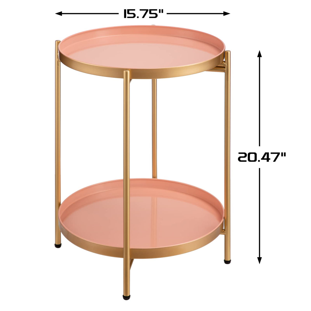 2-Tier Round Metal End Side Table, Accent Anti-Rust Simplistic Sofa Table