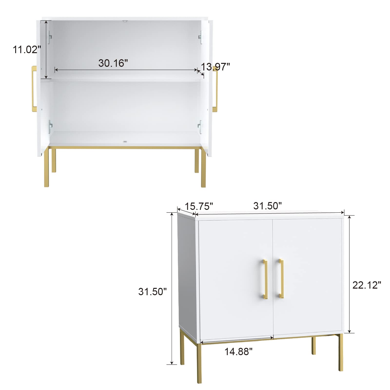 Buffet Sideboard Cabinet with Storage, Modern Wooden Free Standing Cabinet