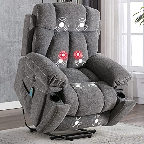 Large Power Lift Recliner Chairs with Massage and Heat for Elderly Big People, Heavy