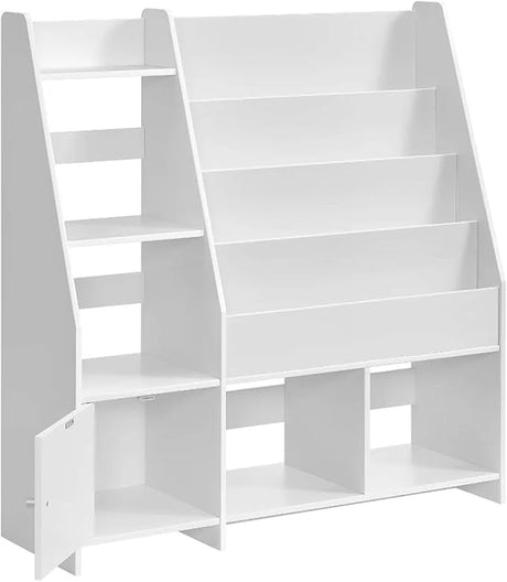 Modern Rounded Edge Wooden Kids Bookshelf with Storage Cabinet, Book Organizer Storage