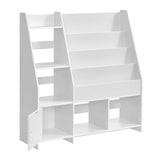 Modern Rounded Edge Wooden Kids Bookshelf with Storage Cabinet, Book Organizer Storage