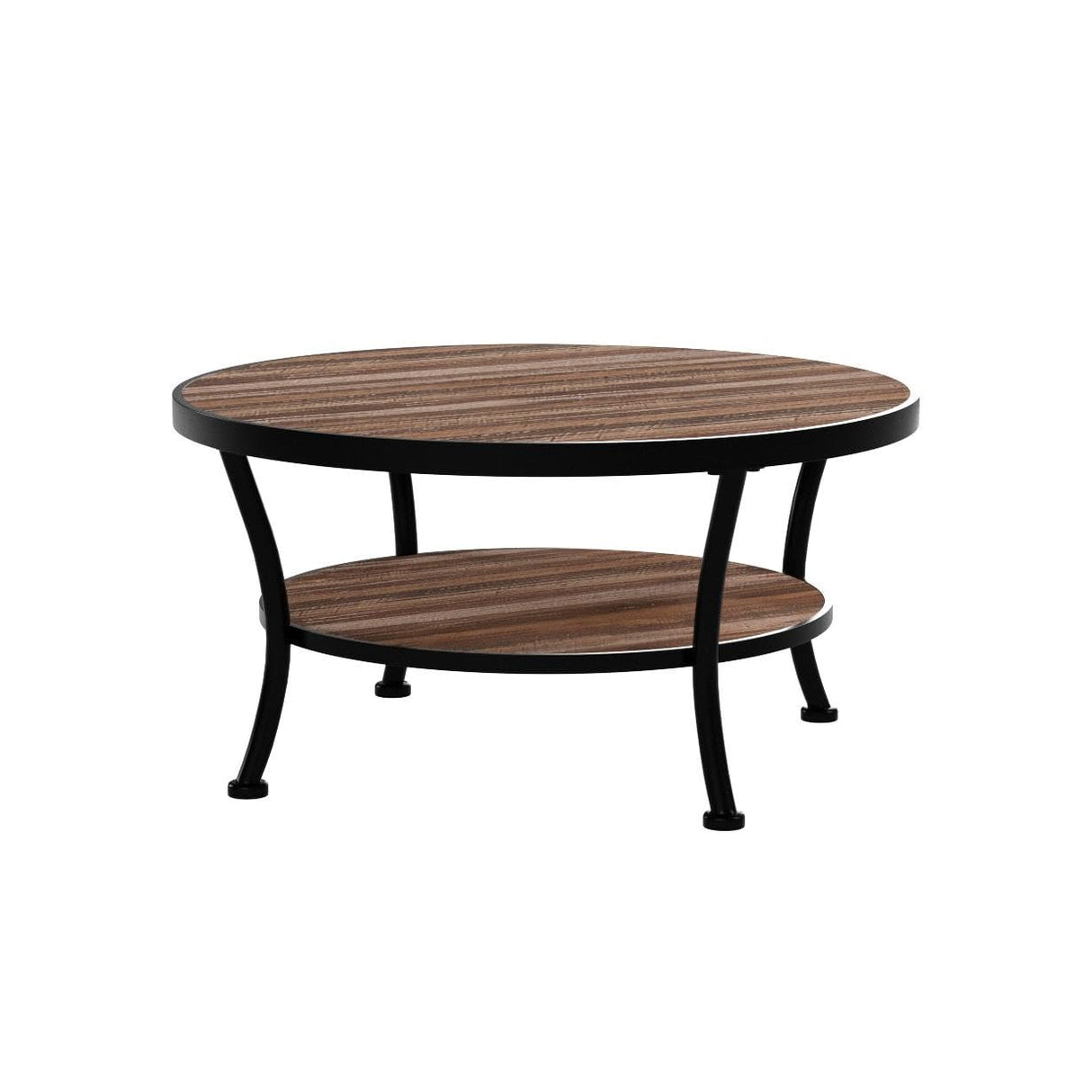 Farmhouse Coffee Table, 2 Tier Round Coffee Table with Storage, Living Room Coffee Table