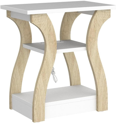 End table Set of 2 with Charging Station, Side Table with USB Ports and Outlets, Nightstand