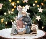 10528 Angel with Holy Family Ceramic Figurine, 7-5/8-Inch