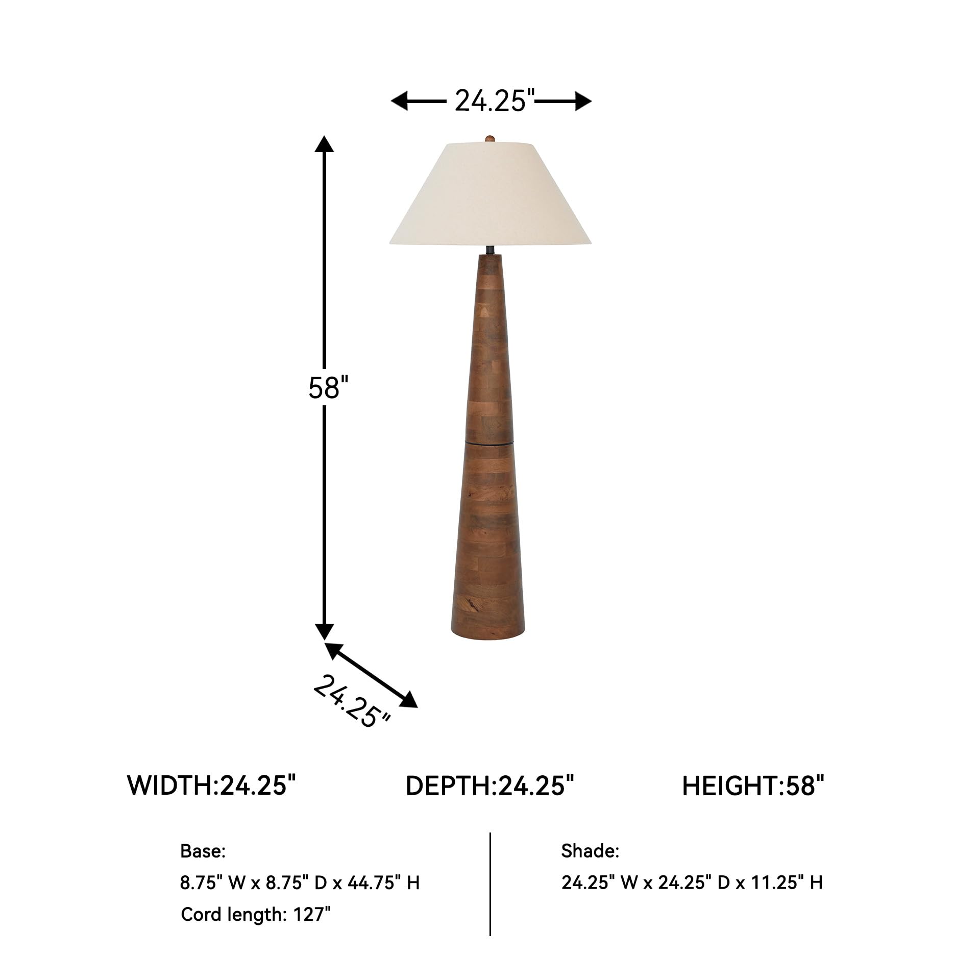 Danset Contemporary Wood Floor Lamp with 3-Way Switch