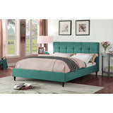 Modern Platform Bedframe With Wooden Slats, King Size, With Square Stitching Tufted