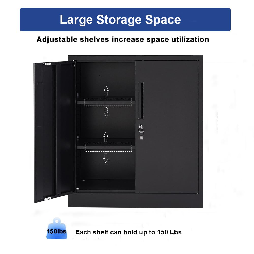 Small Locking Cabinet with 4 Keys, 35.4" H Metal Storage Cabinet