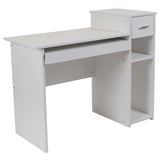 Highland Park White Computer Desk with Shelves and Drawer