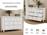 BLANKSPACE White 7 Drawer Dresser, Modern Dresser for Bedroom, Wood Drawer Organizer with Metal Knobs, Large Capacity Wood Cabinet for Bedroom, Hallway