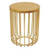 Modern Round Basket Iron End or Side Table for Living Room,