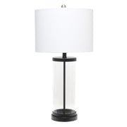 LT3323-BLK Modern Coastal Style Enclosed Clear Glass Metal Table Lamp, Black