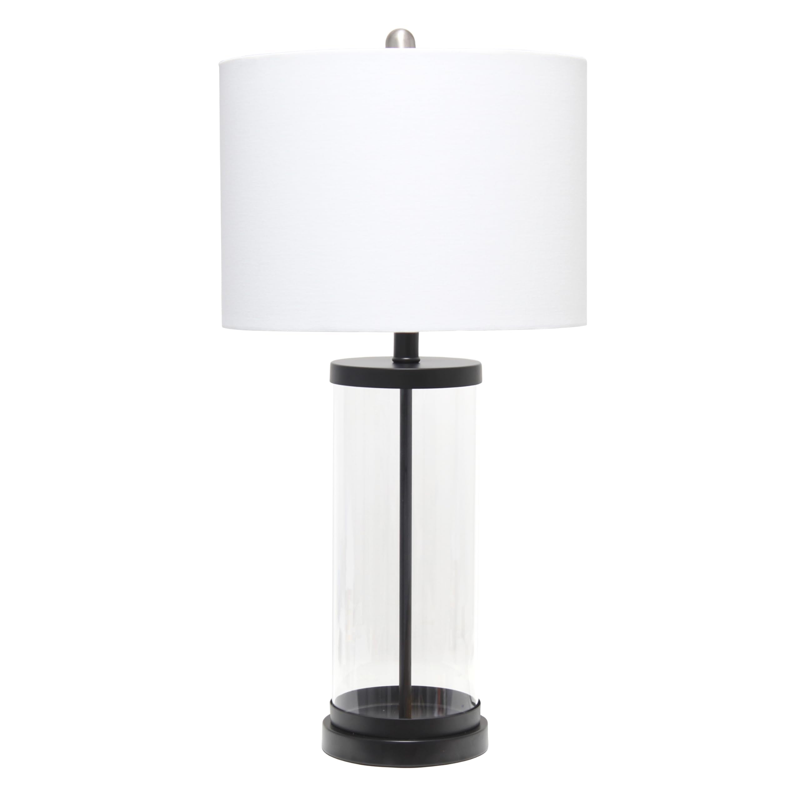 LT3323-BLK Modern Coastal Style Enclosed Clear Glass Metal Table Lamp, Black
