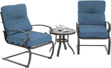 3-Piece Outdoor Patio Bistro Set， Spring Motion Chairs and Bistro Round Table Set