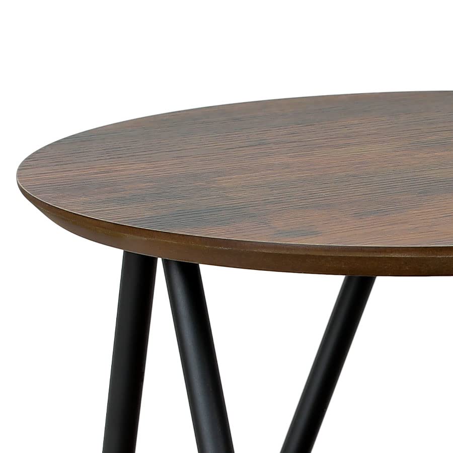 2-Tier Round Side Table, Small End Table with Metal Legs, Industrial Wood Beside Table