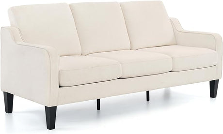 Small Couch Sofa 71" Comfy Couches for Living Room Beige 3 Seat Sofa Couch Mid