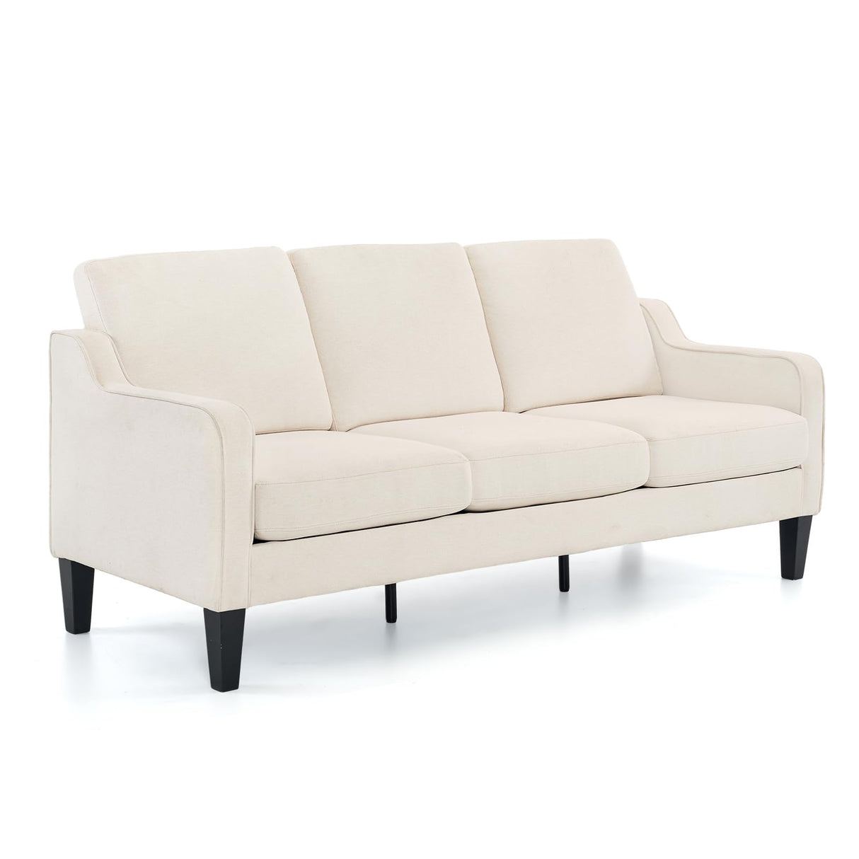 Small Couch Sofa 71" Comfy Couches for Living Room Beige 3 Seat Sofa Couch Mid