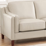 Bella Top Grain Leather Sofa Couch, 84", Vanilla White - Feather Down,