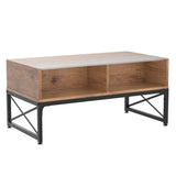 LED Coffee Tables for Living Room,Wood Center Table with Glass Top Game Night