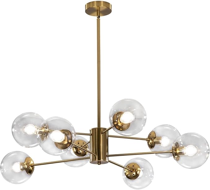 Glass Globe Chandelier Mid Century Modern Pendant Lights Black Ceiling