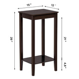 2-Tier Tall End Table with Storage Shelf and Solid Wood Legs